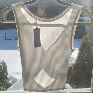 NEW- ANTISTAR White Ribbed Tank Top With Crisscrossed Open Back